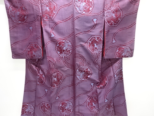 JAPANESE KIMONO / ANTIQUE OMESHI KIMONO / TAISHO ROMAN STYLE / WOVEN MIRRORS